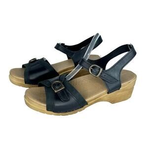Sanita Sandals Black and Tan Women's size 40/9 EUC the Original Danish Clogs